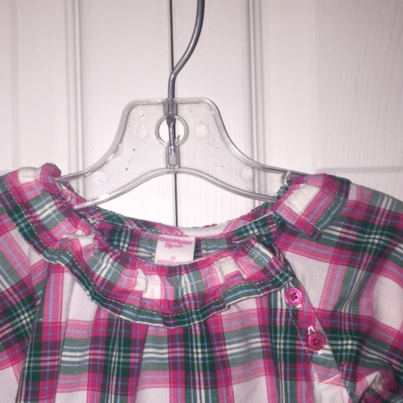 OshKosh B’Gosh Ruffled Box Plaid Blouse Shirt Top Size 18 M - Picture 2 of 8